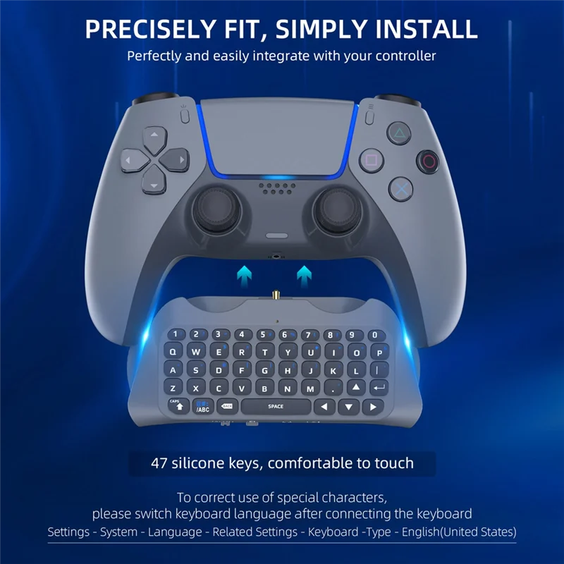 ABGI-For Playstation5 Chatpad ワイヤレスキーボード Bluetooth 外付けキーボード PS5コントローラーハンドル用