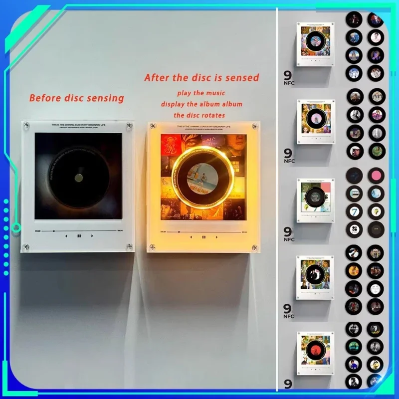 Customizable Magnetic NFC Music Fridge Sticker Lamp LED Night Light Touch to Play Song Vinyl Record Home Decor Ornament Gift 