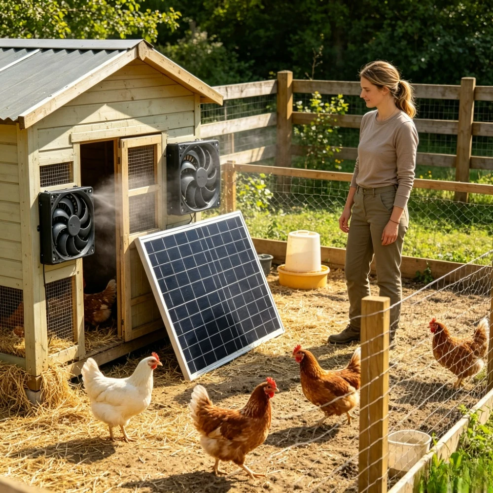 Weatherproof Outdoor Solar Panel Dual Silent Cooling Exhaust Fan Vent Kit High Air Volume Circulator for Chicken Coop Dog House