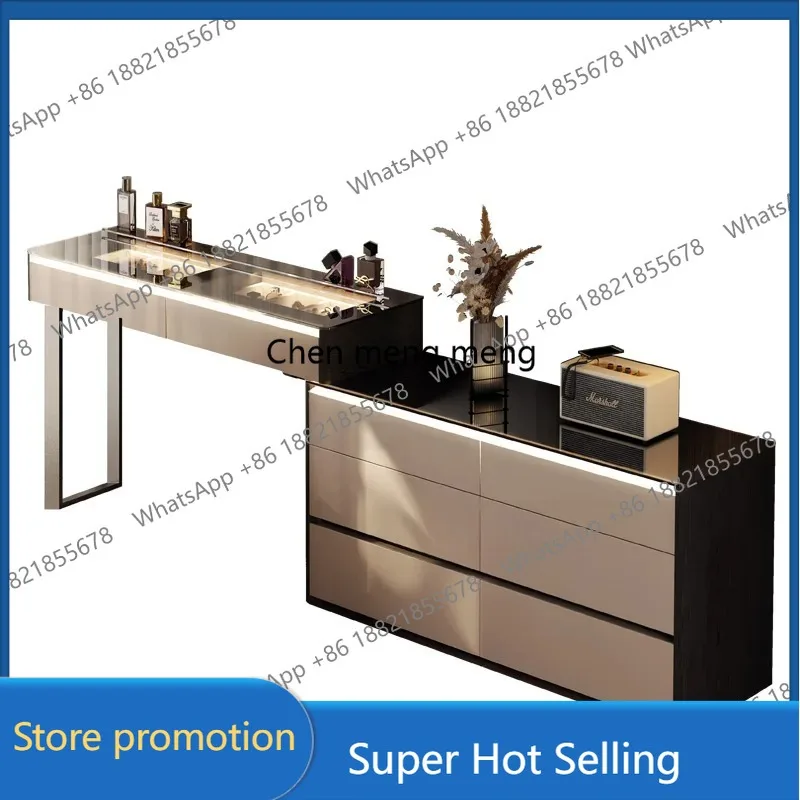 

D46 Итальянский минималистский комод, складное зеркало с мобильным выдвижным сундуком, встроенный конец кровати, светильник, роскошный макияж