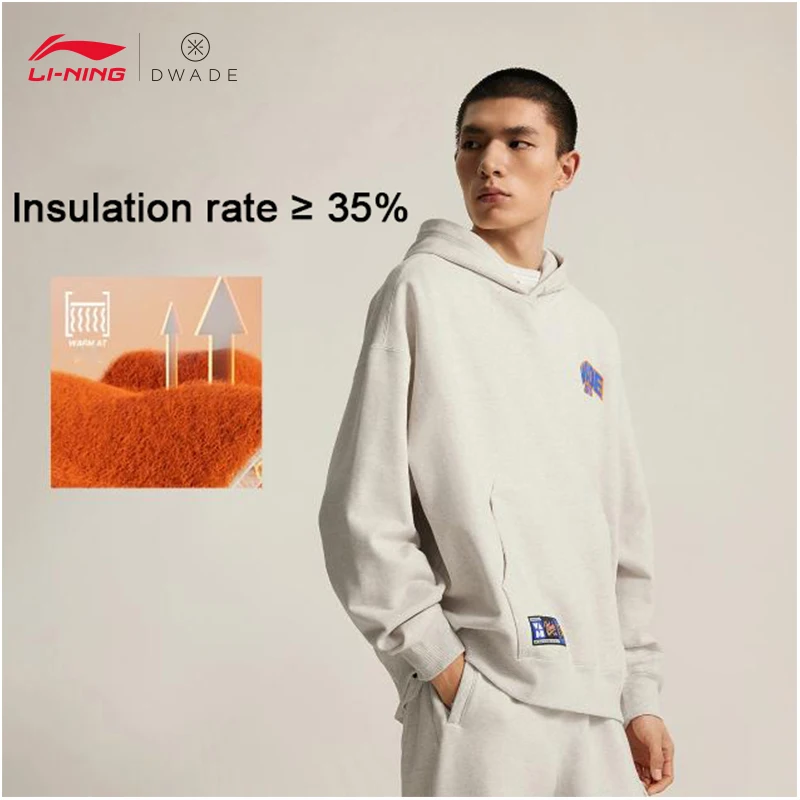 LI-NING Way of Wade Men Long Sleeve sweatshirt fleece warm loose fitting hooded sweatshirt AWDV887