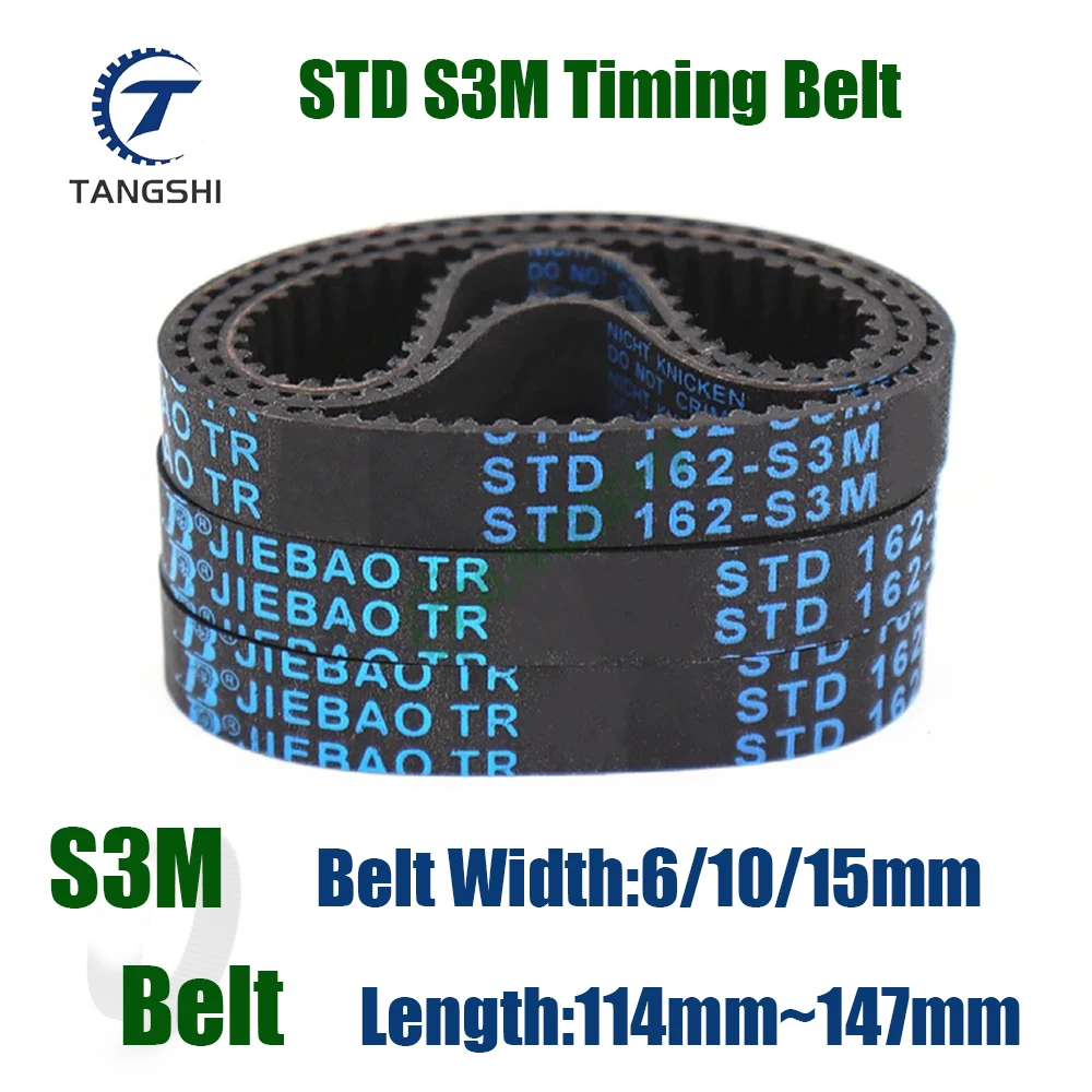 S3M Closed Loop Synchronous Rubber Timing Belt Length 114 117 123 126 129 135 141 144 147mm Width 6/10/15mm  S3M Timing Belt