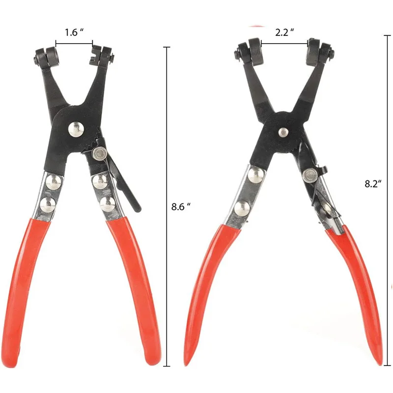 Hose Clamp Pliers Automotive Flat and 45° Angled Flat Band Hose Clamp Plier for Hose Installations of Low Radiators Ring Type