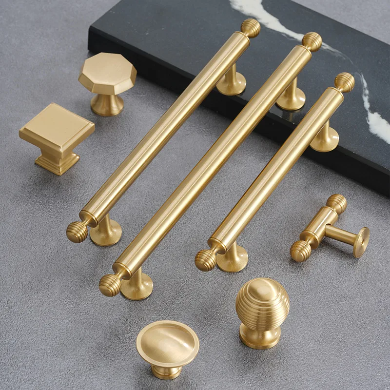 

Solid Brass Smooth Round Cabinet Knobs Drawer Handles Wardrobe Door Tbar Elegant Touch Comfortable Feel Pull
