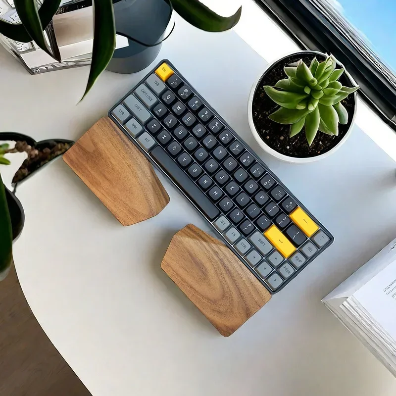 Walnut Split Keyboard Palm Rest Made of Solid Wood Original Ergonomic Design Custom 65%/75% for Mechanical Keyboard Accessories