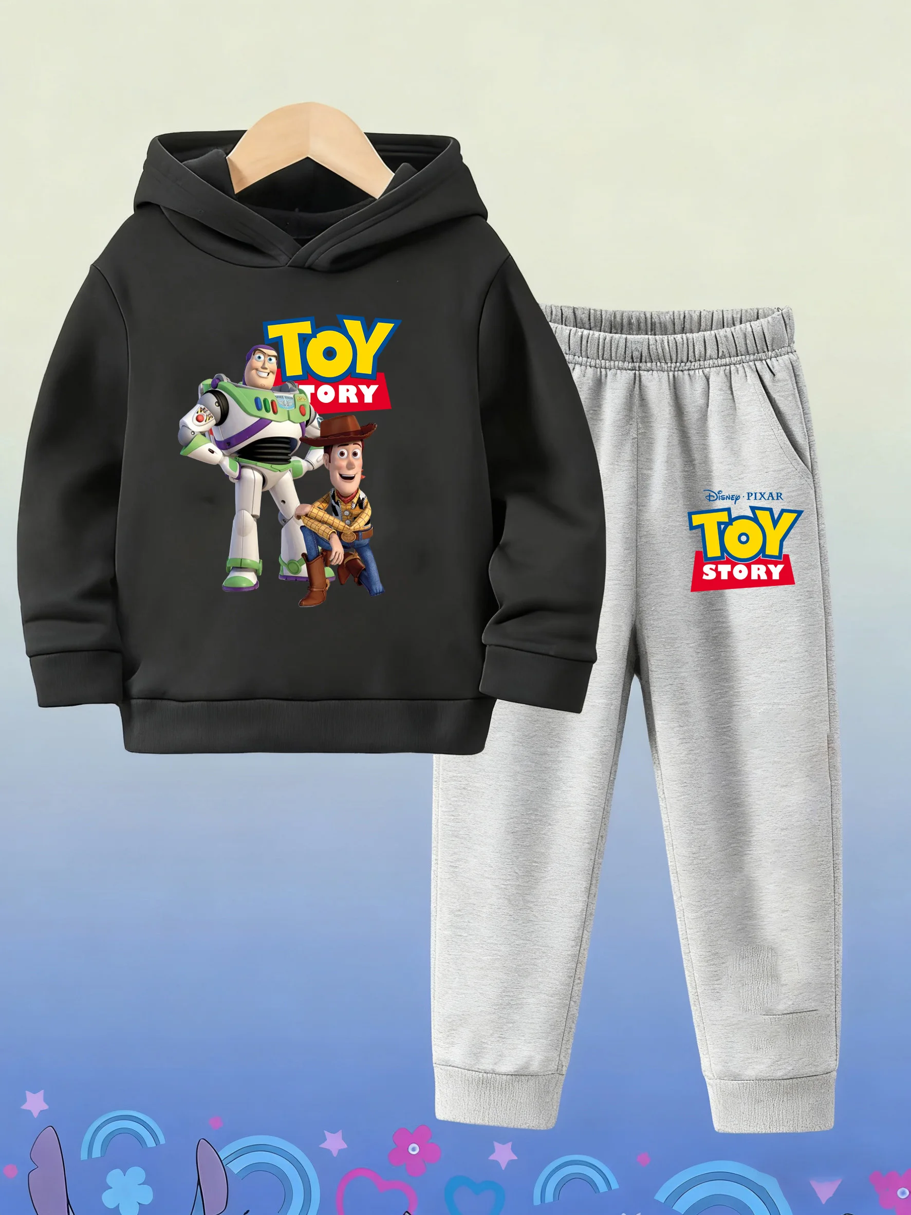 

Creative Toy Story Cartoon Print Children's Hooded Sweatshirt Set Autumn Boys Casual Hooded Sweatshirt Pants Two-Piece Set