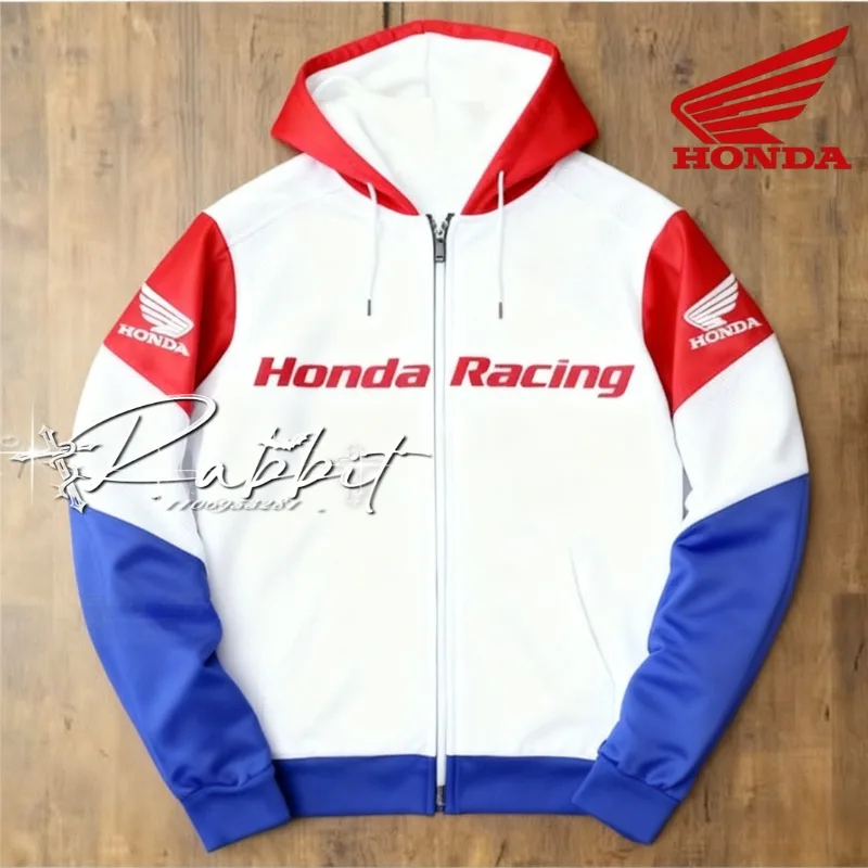 

2026 Лидер продаж Honda Racing Модный дизайн Новая мотоциклетная одежда Мужская внедорожная мото-энтузиасты Велоспорт Теплая толстовка на молнии