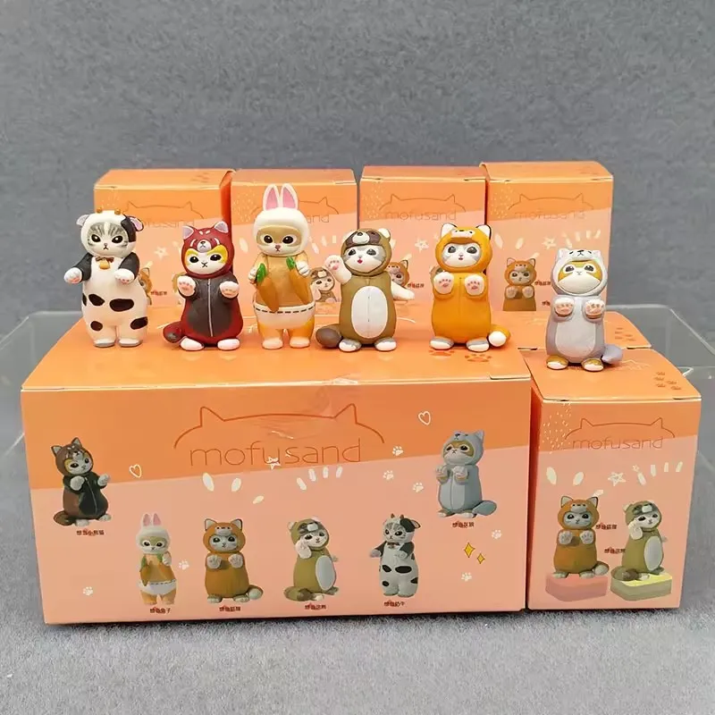 

4cm Mofu Cat sands Action Figure Collection Set Animal Headgear Doll Kawaii Cute PVC Model Desktop Decoration Crafts Gifts Toys