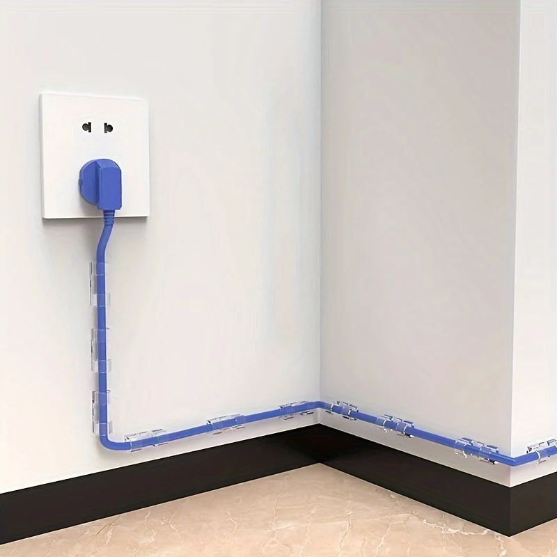 30 Transparent Adhesive Cable Clips, Durable Plastic Wire Organizer, Power Cord Management, Desktop Bottom Wall Fixing