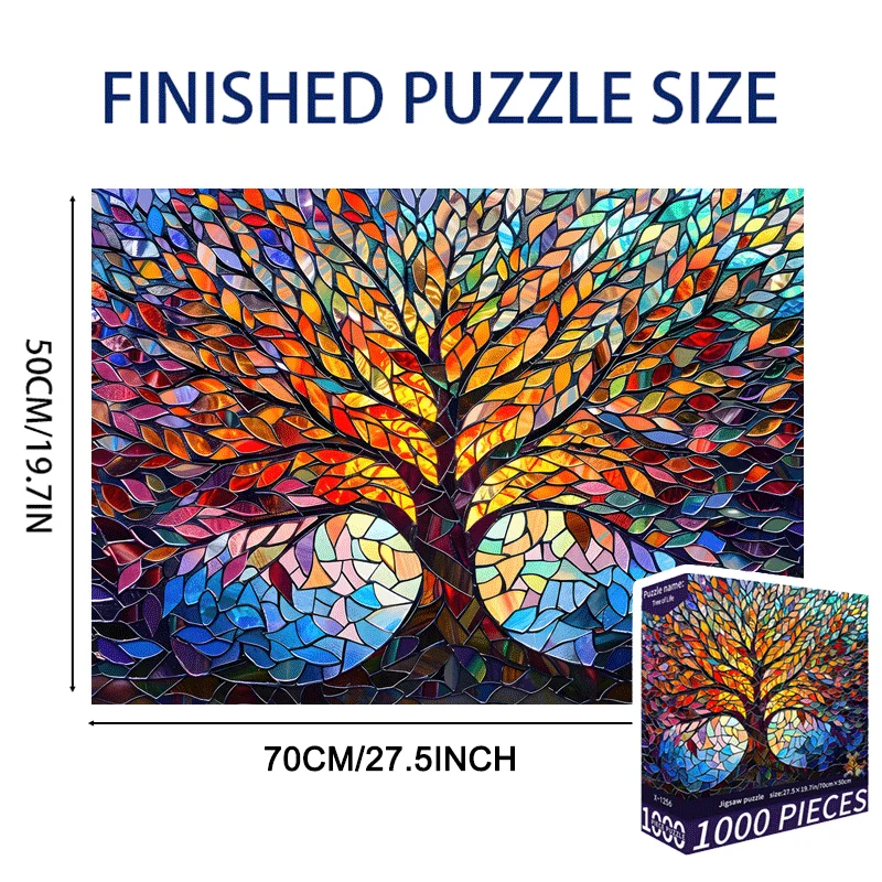 أحجية الصور المقطوعة للبالغين مكونة من 1000 قطعة من رسم شجرة نابضة بالحياة، مقاس نهائي كبير 70 × 50 سم (27.5 × 19.7 بوصة) #4