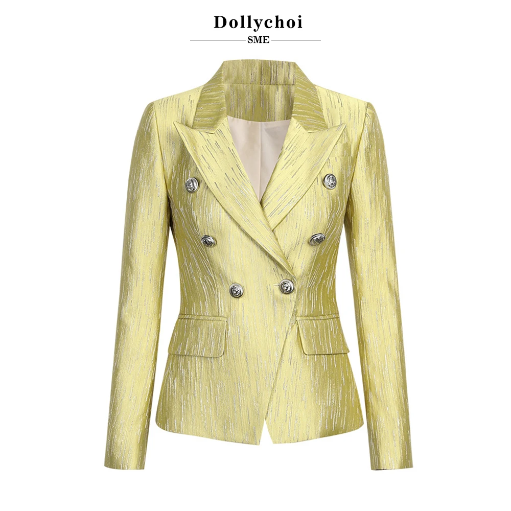 

Slim Print Jacket Female, Long Sleeve, Double Row of Metal Buttons, Professional Dress, Spring And Autumn New Style