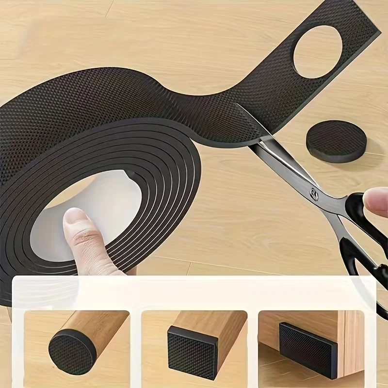 YITAPE Silicone Furniture Pads 4x40 Inch Cuttable Anti Slip Rubber Mat Self Adhesive Floor Protectors for Chair Legs Sofa view 5