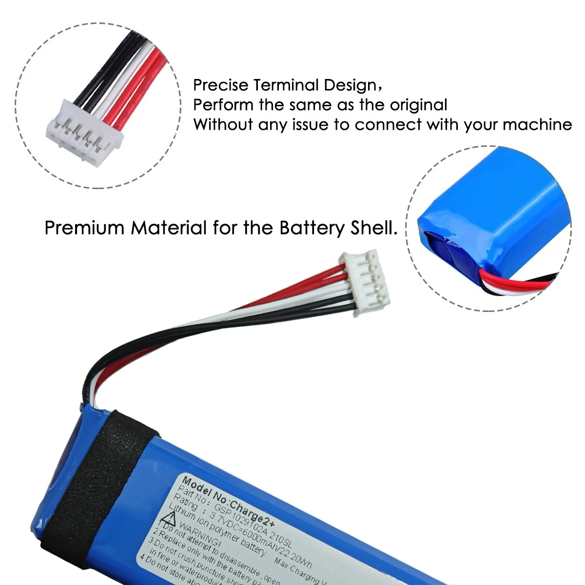 For JBL Speaker Lipo Battery Rechargeable 6000mAh 3.7V Batteries Charger2+ Charge 2 plus For JBL GSP1029102A JMD210SL Bateria