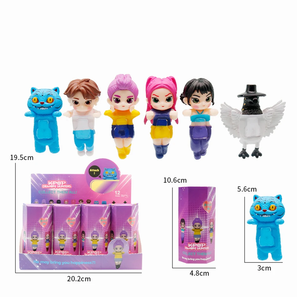 새로운 케이팝 데몬 헌터즈 피규어 시리즈 블라인드 박스 더피스 타이거 루미 미라 조이 수시 피규어 인형 미니 장식 모델 장난감 소녀 선물