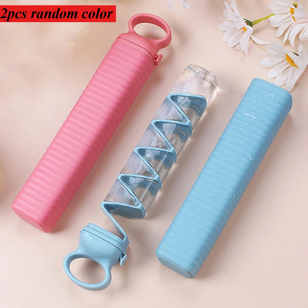2pcs Random Color New Creative Pull-Out  Cube Tray  Mold Household Portable Homemade Quick-Freezing Ice Box Kitchen  Cu
