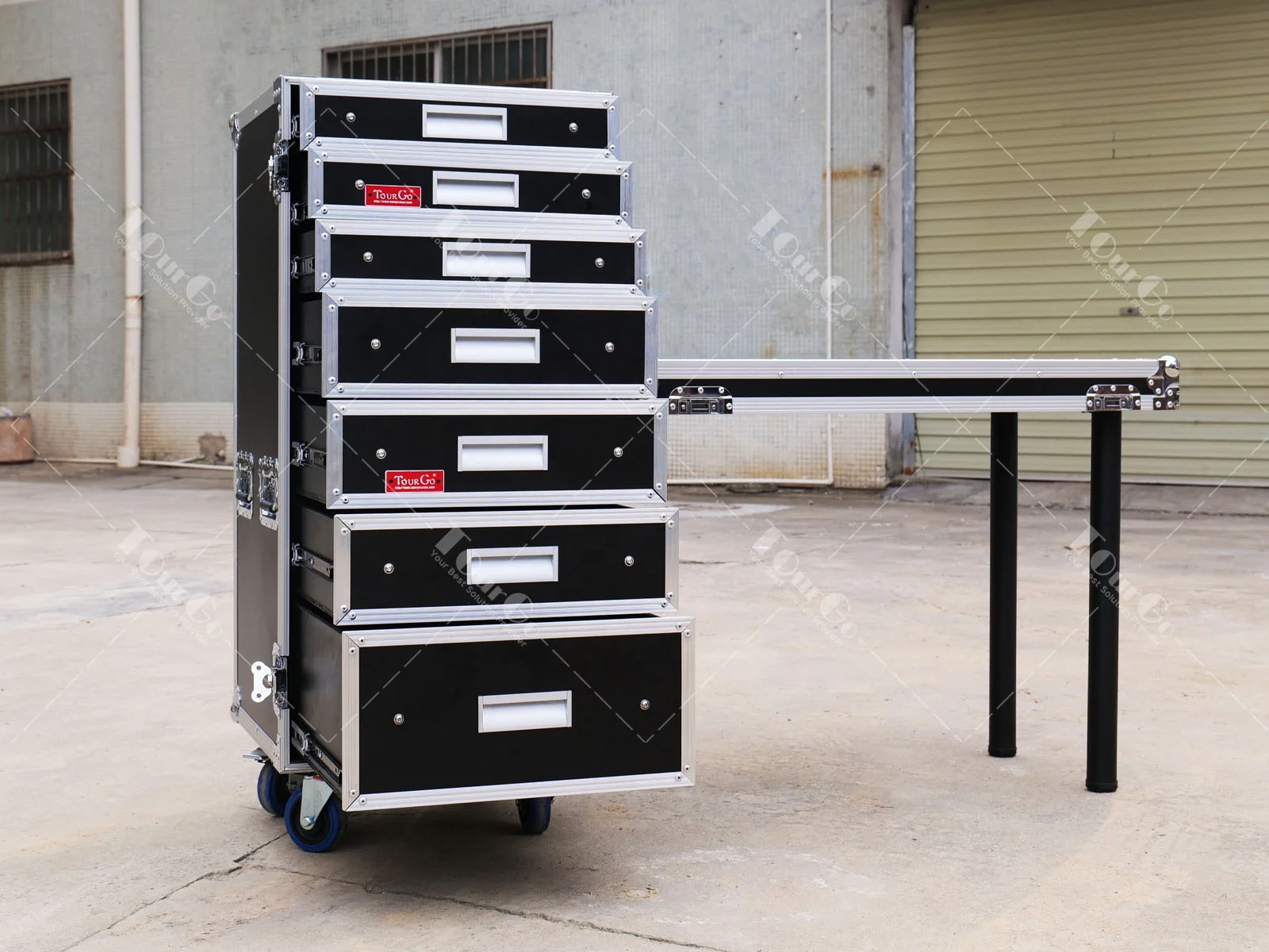 Aluminum Tool Storage and EVA Waterproof Storage Usage Mobile Display Table Lightweight Flight Road Drawer case with 7 Drawer