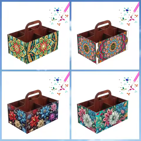 1 DIY floral pattern diamond painting set, diamond-decorated mosaics, handcrafted storage box, New Year gift for others