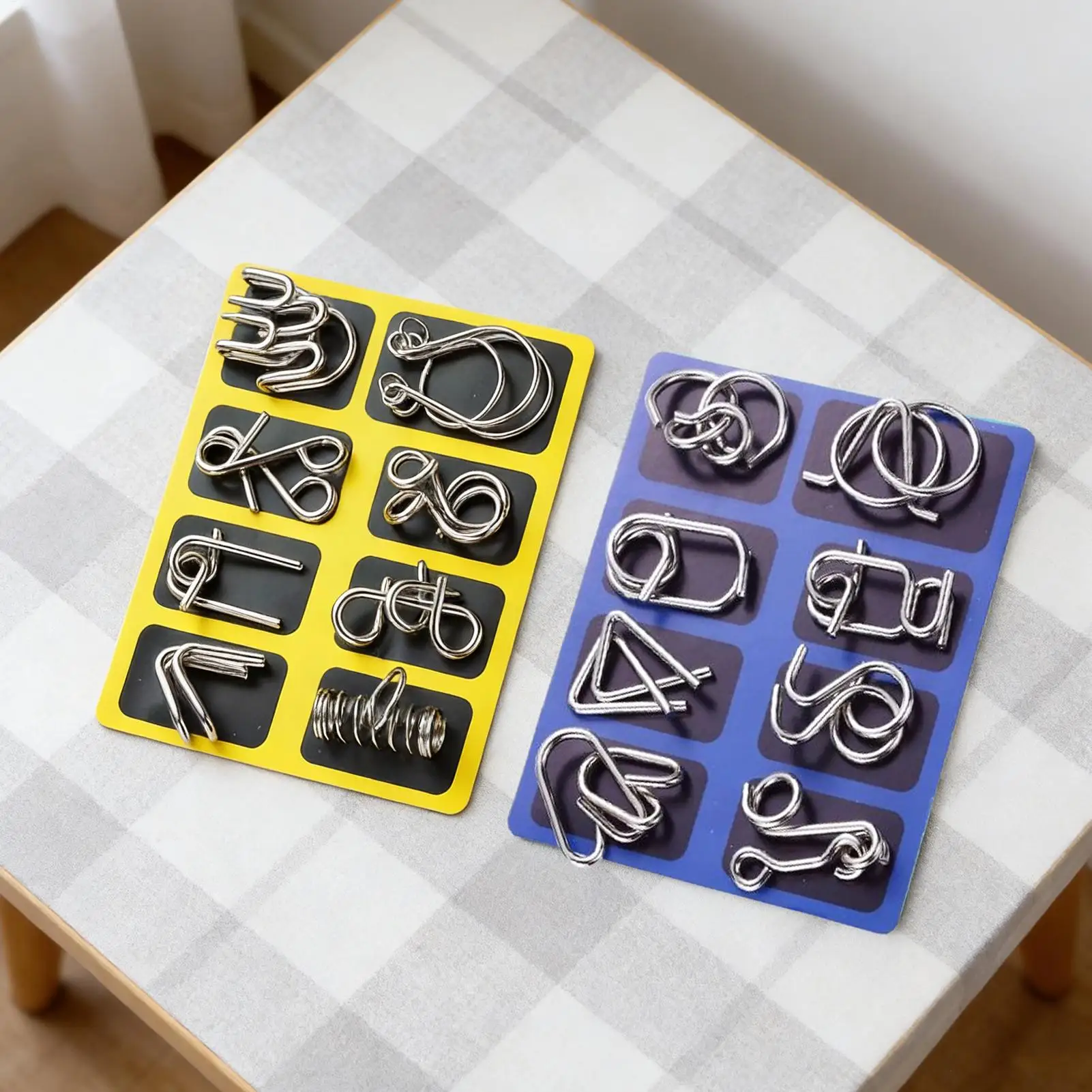 Metal Wire Puzzle Set 16pcs Brain Teaser Intelligence Game Educational Toys for Adults Teens Kids, Home Office School Travel