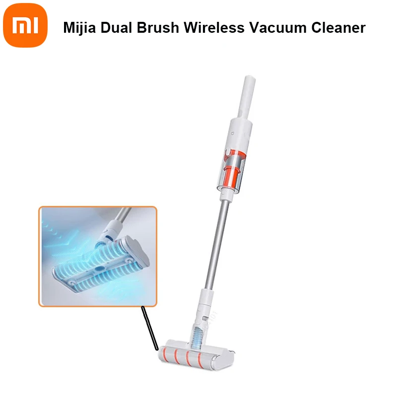 Xiaomi Mijia Dual Brush Wireless Vacuum Cleaner 360° Rotating Brush Handheld Dust Cleaners Mite Removal Strong Suction Filter Mi