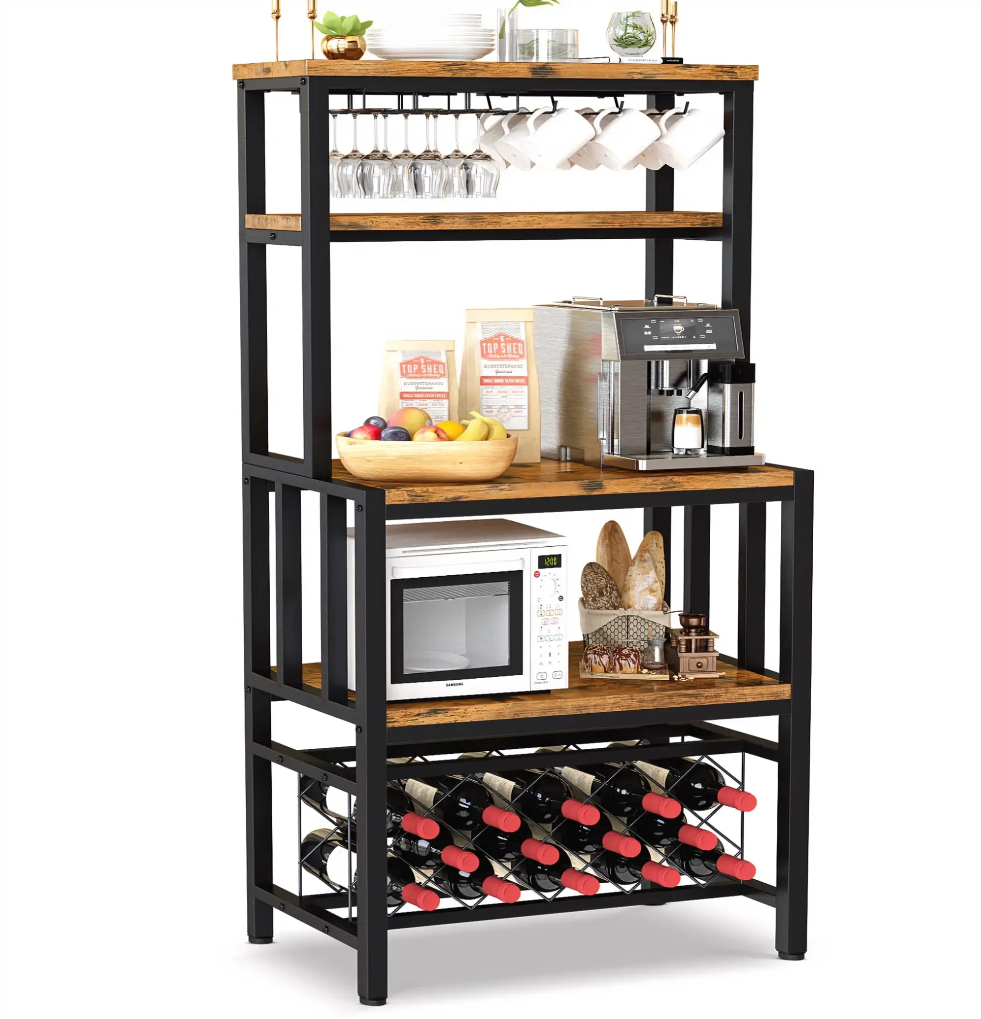 Multifunctional  5-Tier Kitchen Bakers Racks Microwave Oven Stand  Storage Shelf Organizer for Living Room