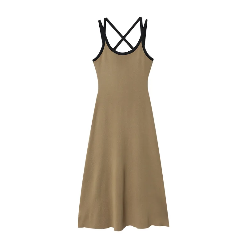 Sling Jurk Vrouwen Lange Jurken Een Lijn Vestidos Y2k Streetwear U Hals Mouwloos Elegante Bodycon Party Hoge Taille Werk Zomer