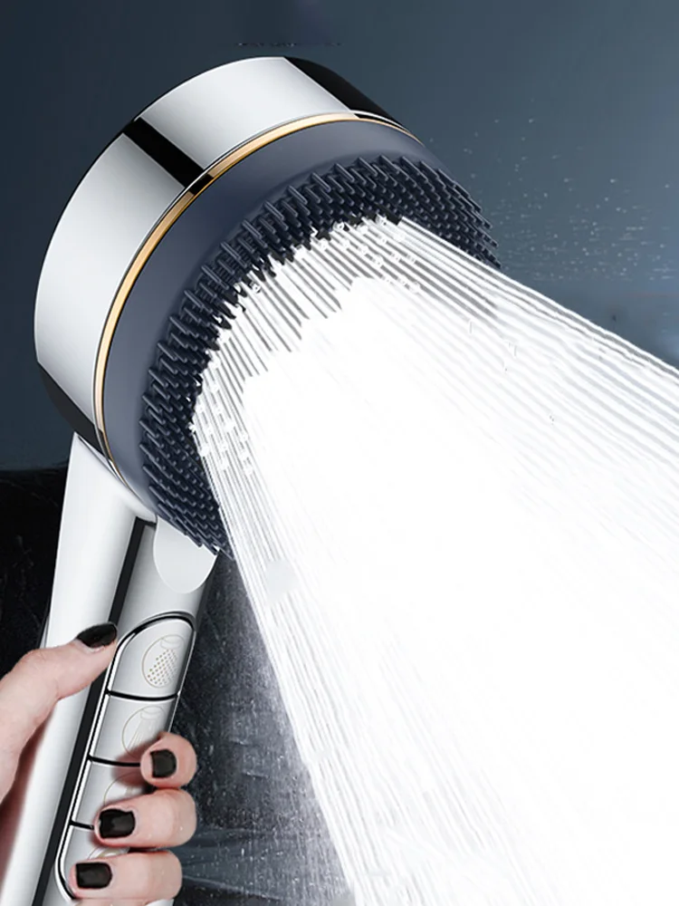 Pommeau de douche filtré suralimenté, réglage à quatre vitesses avec joint d'eau, accessoires de salle de bains multifonctionnels pour douche à domicile, 1 pièce