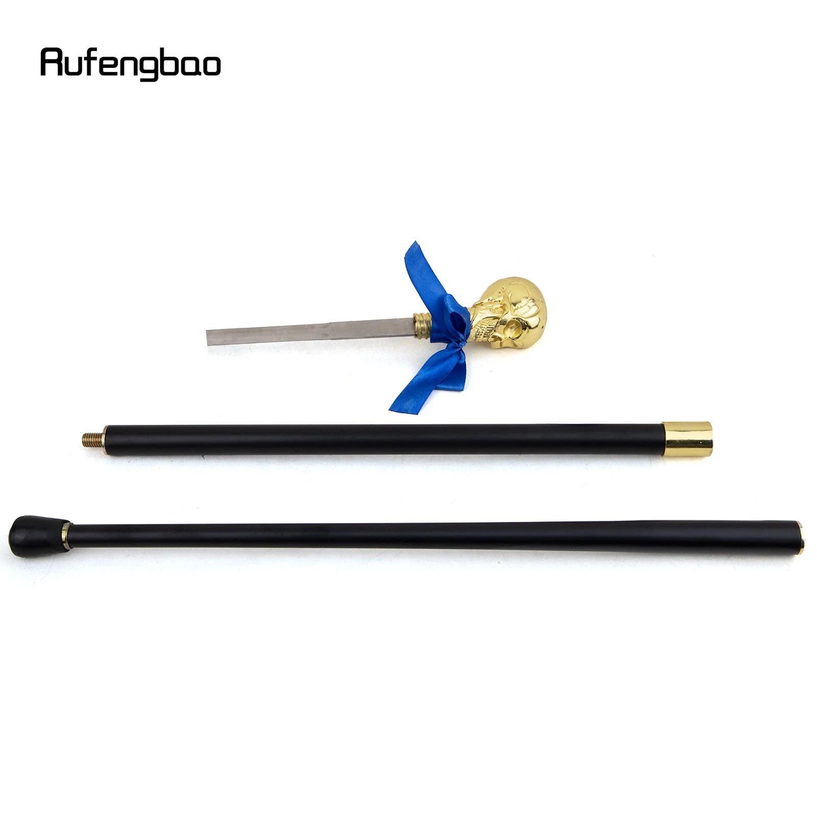 Golden Skull Head with Bow Tie Gentleman Walking Stick with Hidden Plate Self Defense Cane Cosplay Crosier Stick 93cm