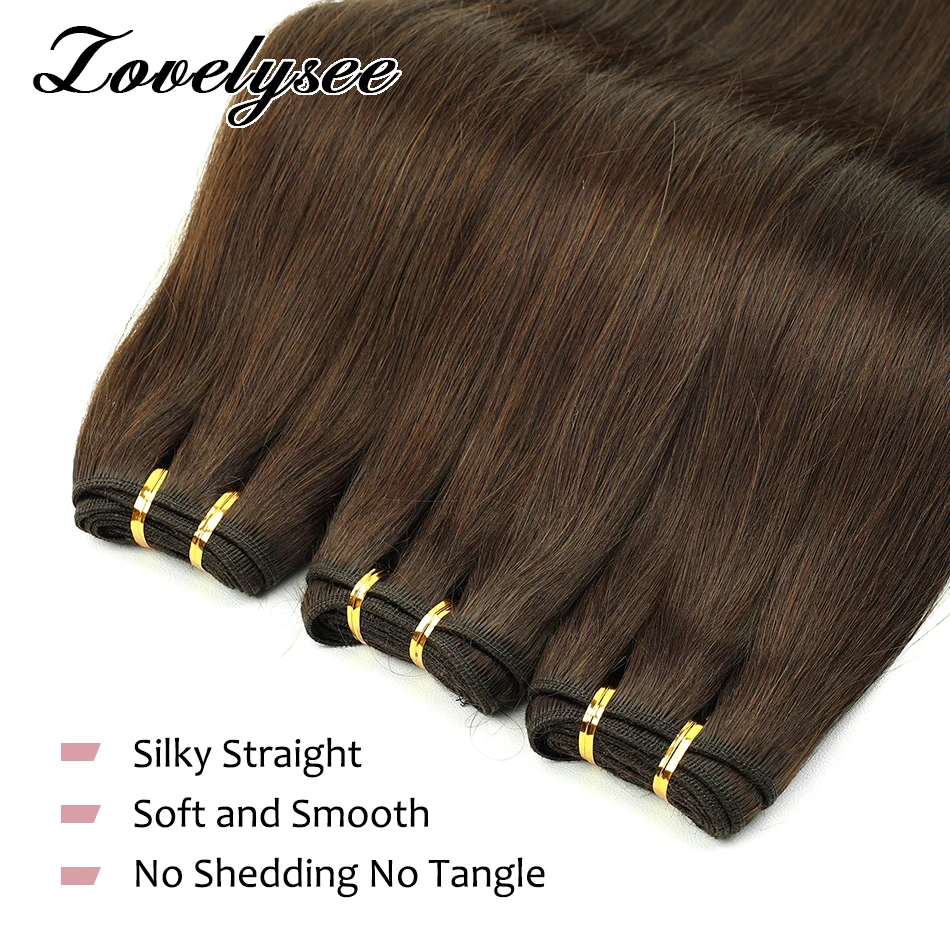 Lovelysee شعر طبيعي مفرود نسج لحمة 12-24 بوصة حزم الشعر خياطة في لحمة للنساء الشعر Dyeable ريمي الشعر البشري