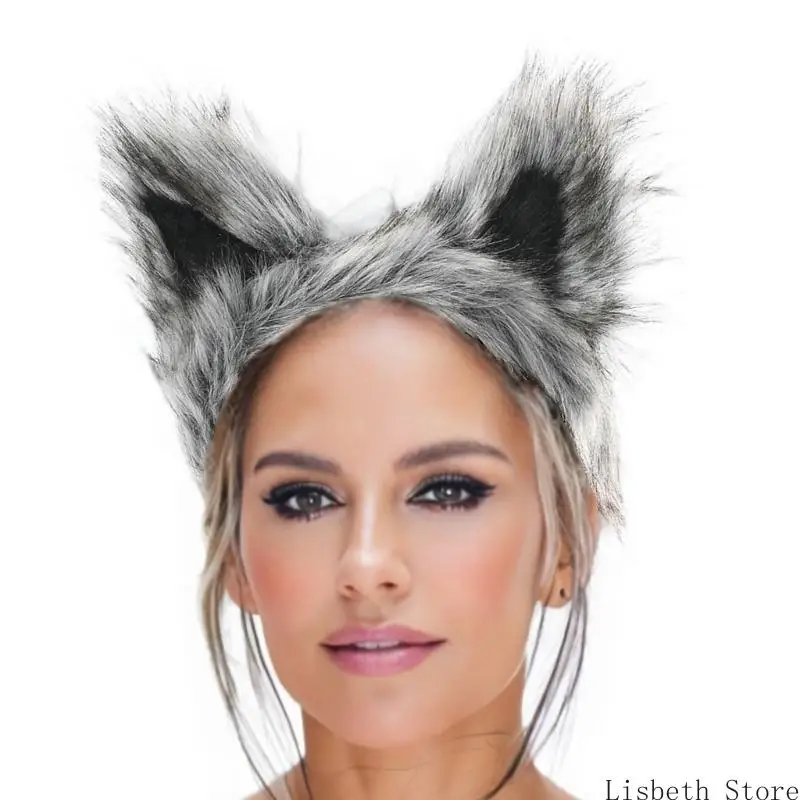 

124A Faux Furs Wolf/Foxes/Cats ушной повязка на головном повязке. Косплей головной уш.