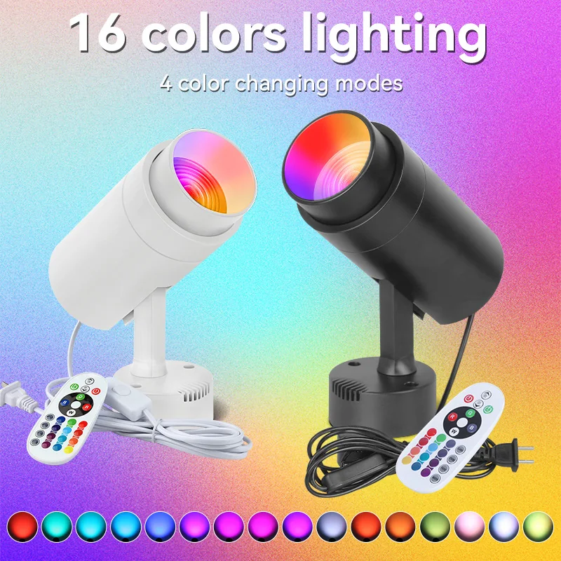 16 Colors Sunset Lamp Atmosphere Led Night Lights Rainbow Projector Smart Remote Mood Light Spotlight Decor Room Wall Stage 24W