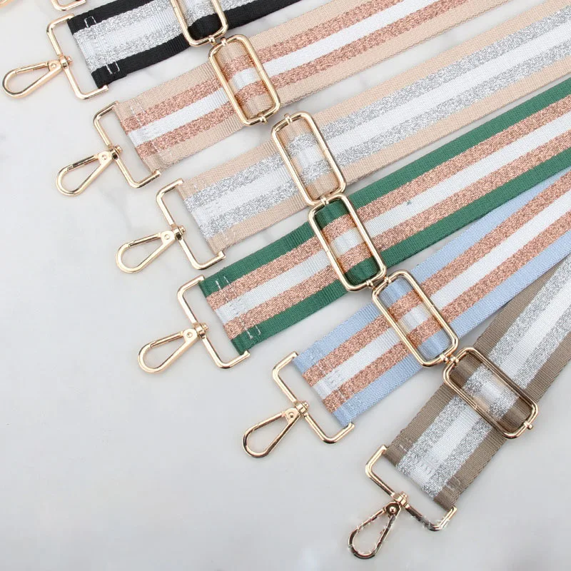 Wide Bag Strap 5cm Gold Silver Silk Bag Parts DIY Accessories for Shoulder Bags Handbag Crossbody Adjustable Bag Belts