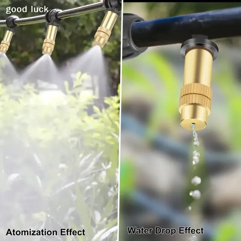 AnswerAdjustable Copper Misting Nozzle  For 4/7mm Plastic Tee Connector Brass Watering Irrigation Sprinkler Cooling Nozzle