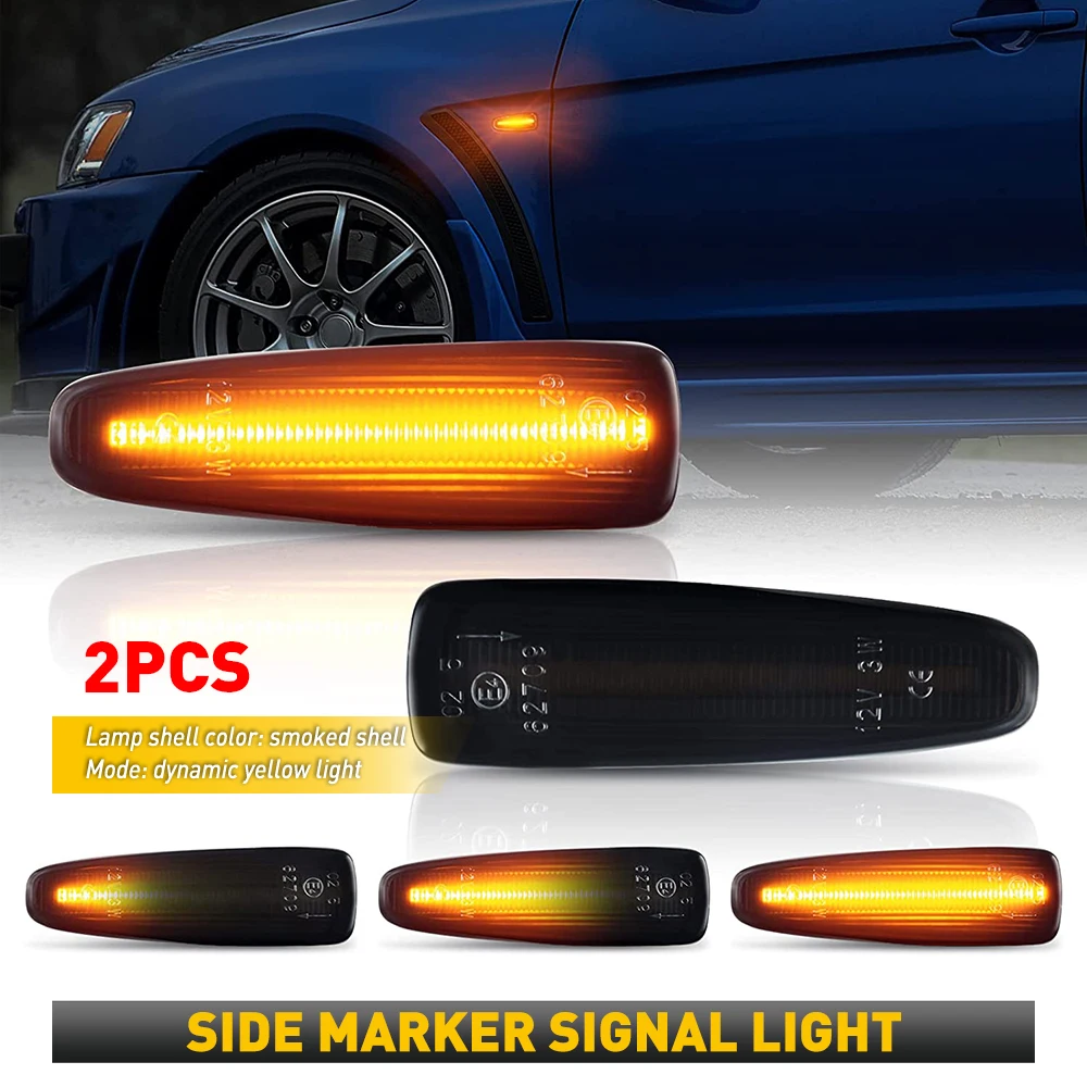 2PCS For Smoke LED Signal Front Fender Lights Blinker Fit Lancer 08-17 X EVO Mirage Outlander Amber Side Marker Turn Signal Lamp