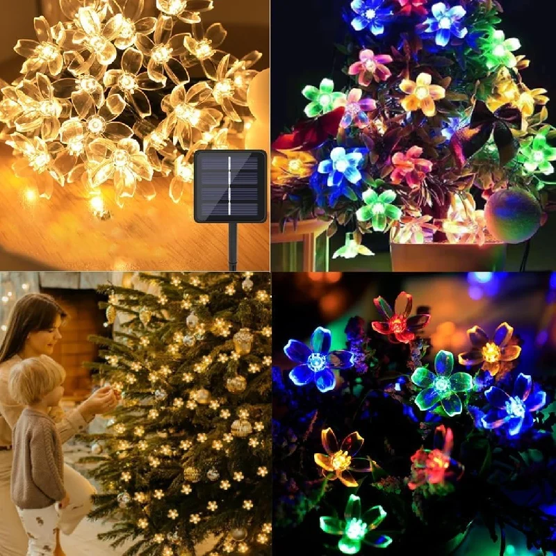 

Peach Flower Solar Lamp Power LED String Fairy 200 LED Lights 8models 6V Solar Garlands Garden Christmas Decor For Outdoor