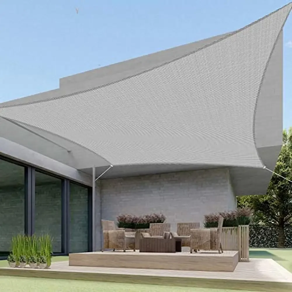 

16'x20' Rectangle HDPE Sun Shade Sail Canopy Patio Pergola Cover 95% UV Blockage High-Density Fabric Durable Breathable Gray