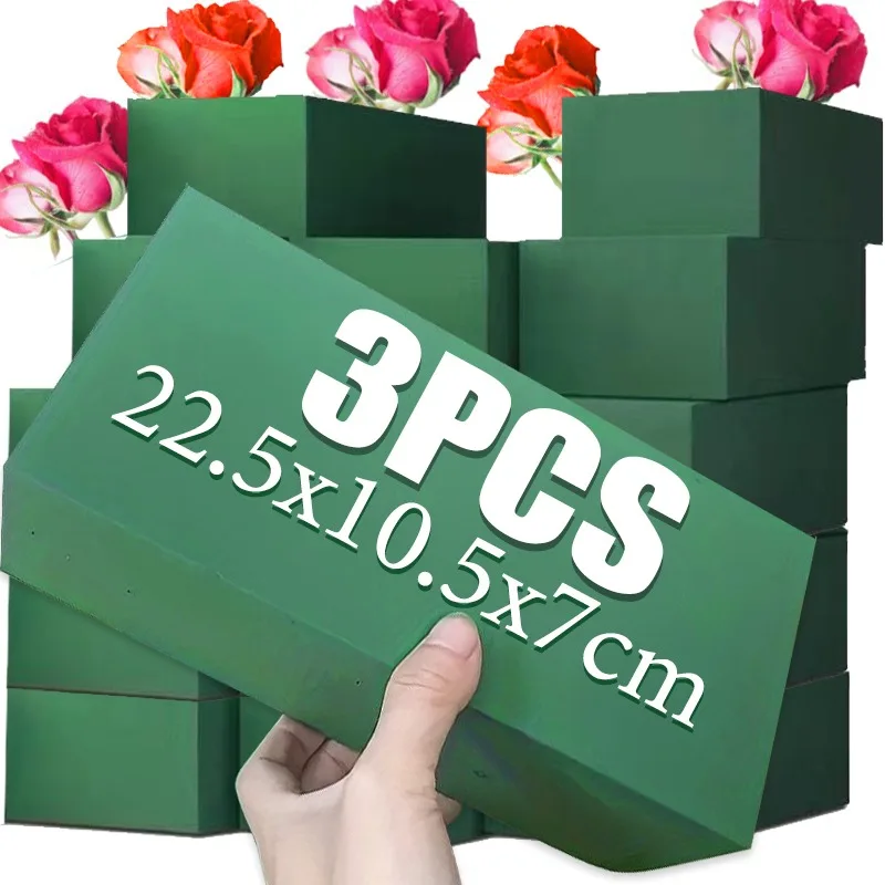 Bloques de espuma para floristería, ladrillo de espuma Floral absorbente cuadrado, flor Artificial seca y húmeda, barro DIY, decoraciones para el hogar, jardín y boda, 3/1 Uds.