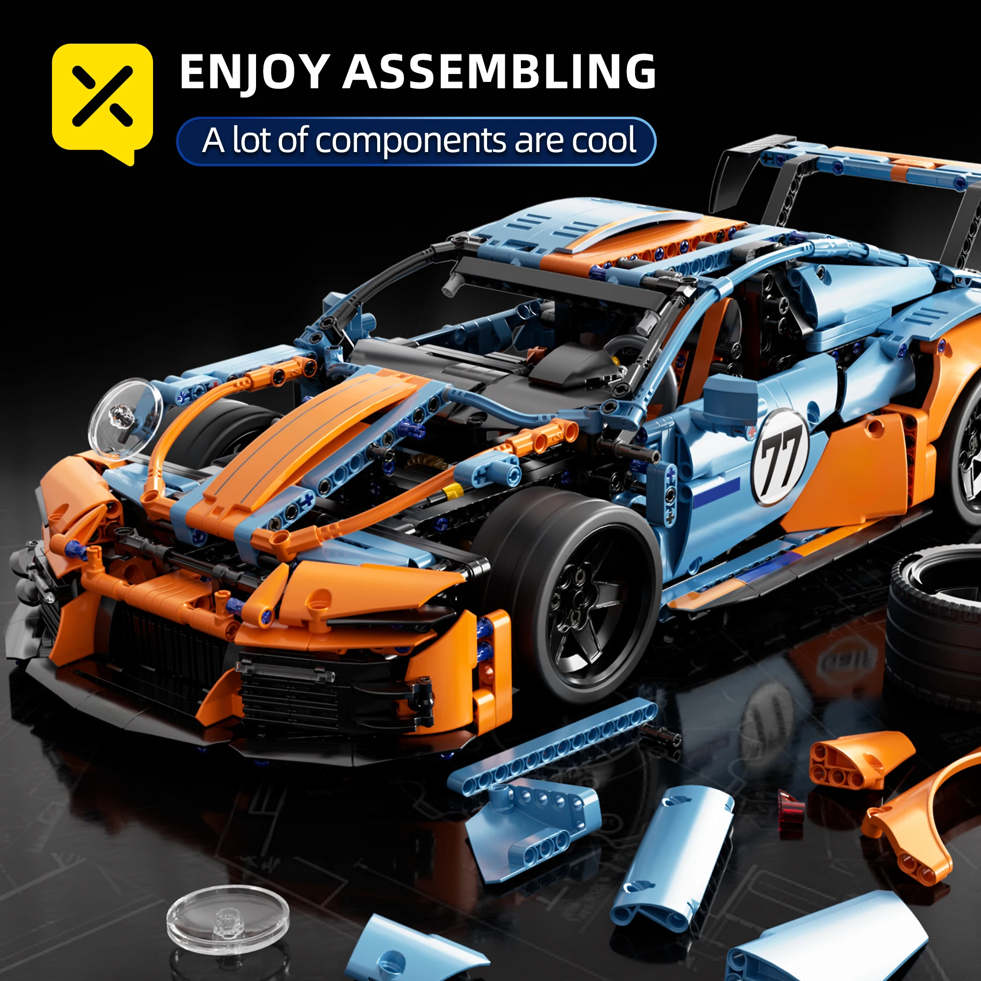 ToylinX 1/10 1620PCS Supercar Building Block Set Technology Series Car MOC Sports Car Toy Adult Boys Birthday Christmas Gifts