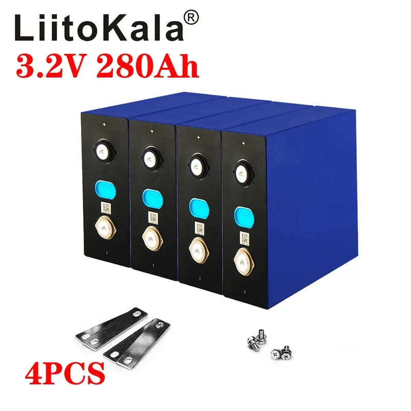 4pcs LiitoKala LiFePO4 3.2V 280Ah Cells for 12V 280Ah Lifepo4 Battery Home Solar Energy Storage With Bus Bars