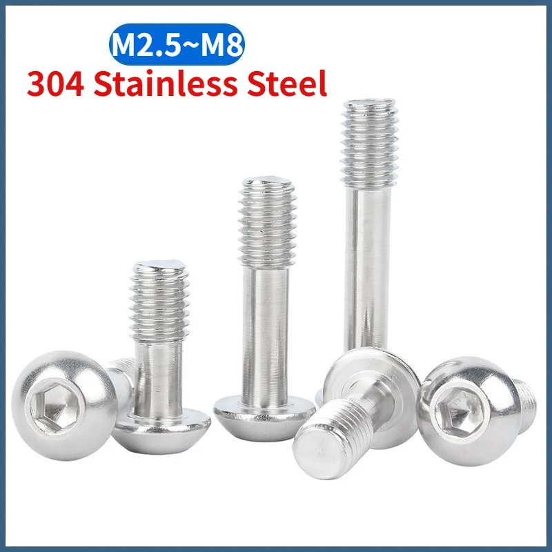 Beicai M2.5 M3 M4 M5 M6 M8 SUS304 Stainless Steel Allen Hexagon Hex Socket Round Captive Screws Half Thread Anti-loosening Bolts