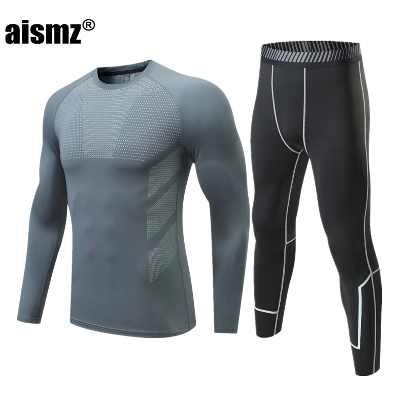 Aismz Winter Thermal Underwear Men & Boy MMA Tactics Fitness Leggings Compression Sportswear First layer Long Johns Man Clothing