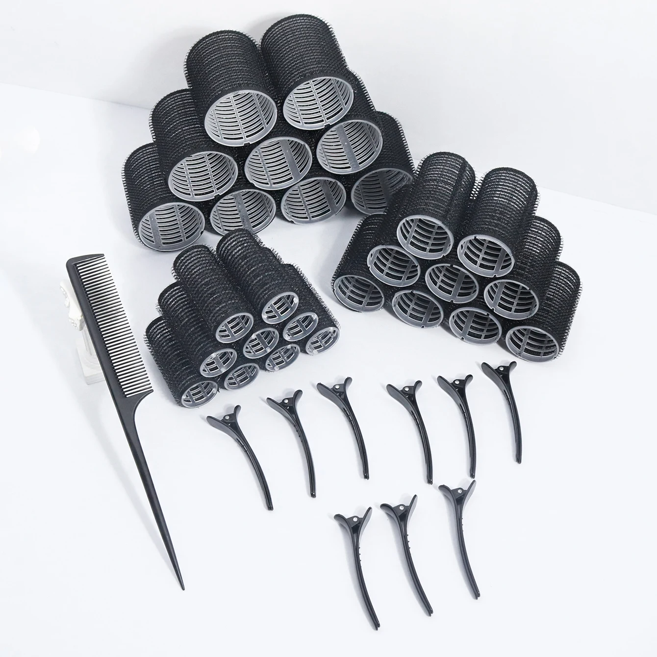 

19pcs styling hair accessory kit, heatless curler, duckbill clip, pointed tail fine tooth comb, special for real hair wigs