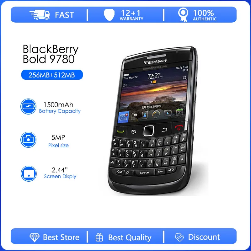 

Blackberry Bold 9780 Refurbished Original Mobile Phone QWERTY Keyboard 5MP GPS MP3 WIFI GSM/WCDMA Unlocked Cheap Cellpho