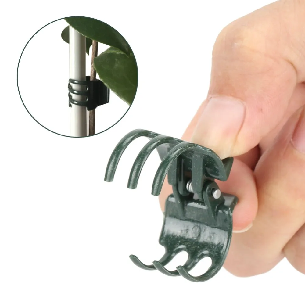 100PCS Dark Green Garden Plant Clips Plastici Large Size Plant Support Clips Universal Thick Stem Compatible Orchid Stem Clips