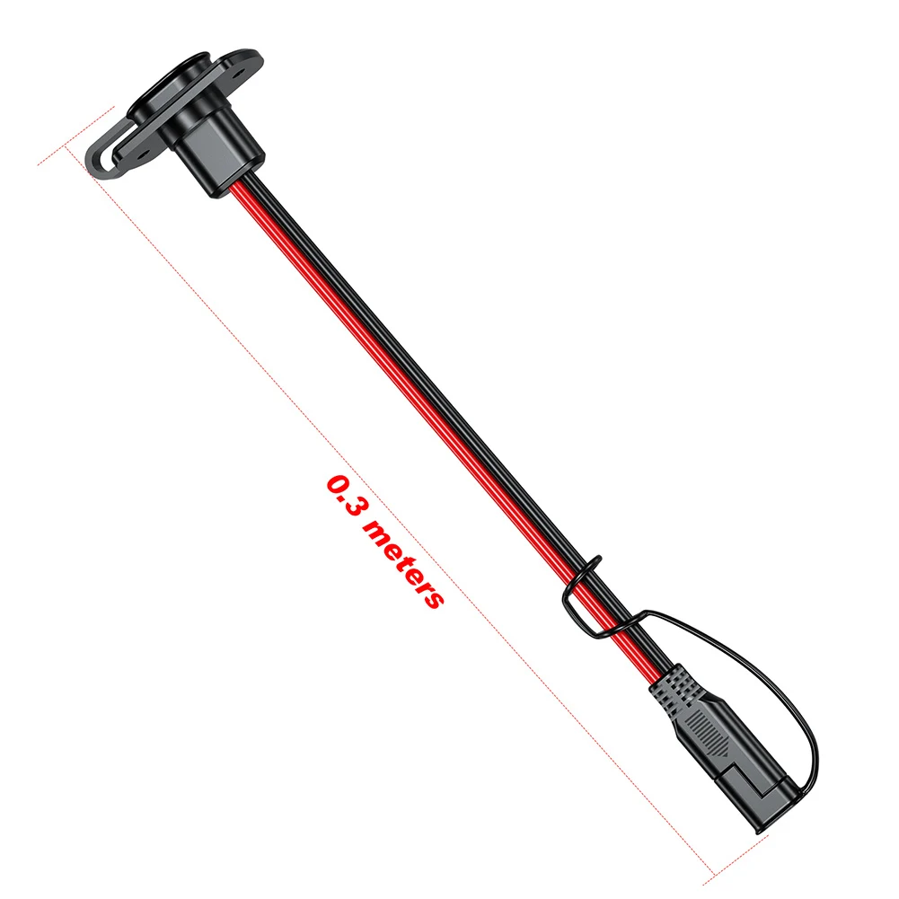 DIY 12AWG 30CM SAE Power Socket SAE Waterproof Quick Connect Panel Mount Universal Flush-Mountable Connector for Moto Battery
