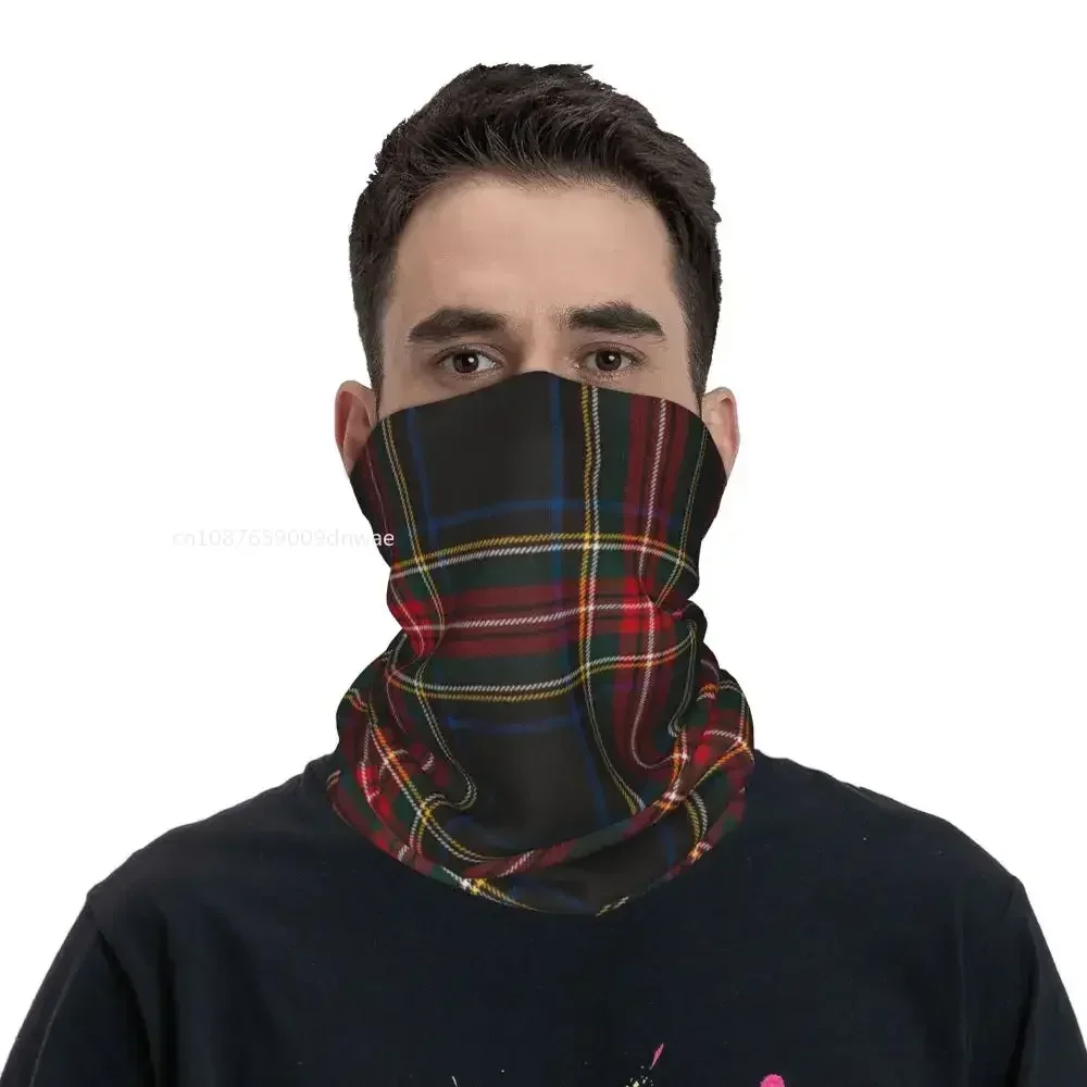 Plaid Stewart Black Tartan Bandana Neck Cover Printed Balaclavas Mask Scarf Warm Cycling Riding for Men Women Adult Breathable