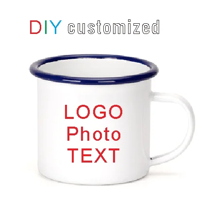 Customized Enamel Metal Mug 350ML Colorful Print Your Photo LOGO Coffee Mugs, Tea Cups, Mothers' day, Fathers' day Wedding Gift
