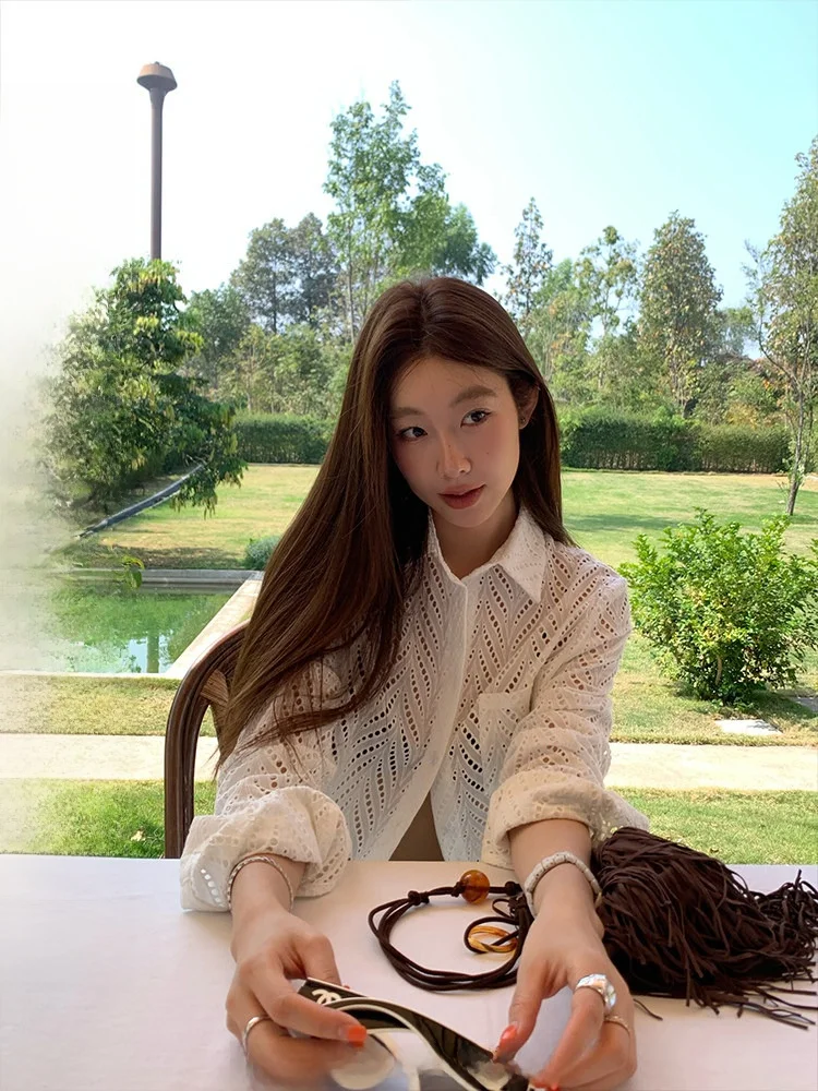 

Ranwear Special Edition Embroidered Hollow out Sun Protection irt Heavy Work Retro Design Korean Sle Cotton Straight Tube