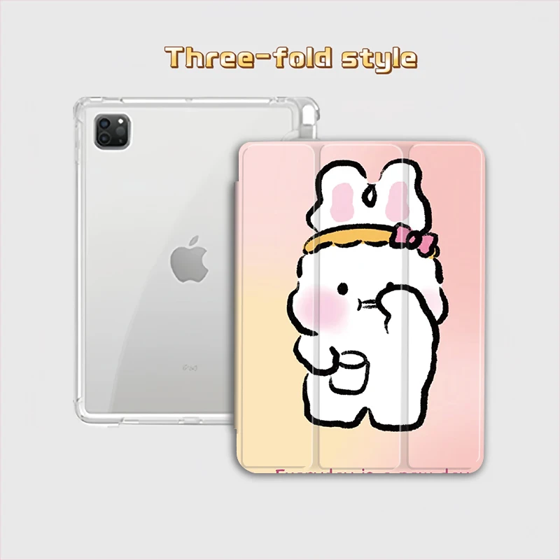 

Чехол для iPad Pro 10/11 дюймов (2020/6-го/7-го/8-го поколения), iPad Air 3-го/4-го поколения, iPad 9-го поколения, iPad Air 5-го поколения (2022), iPad Air 11 — розовый кролик в беде