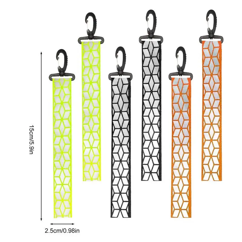 Reflective Tag Keychain Reflective Pendants Safety Key Chains 6PCS Reflector Pendant Reflective Tags Child Safety Nylon Keychain