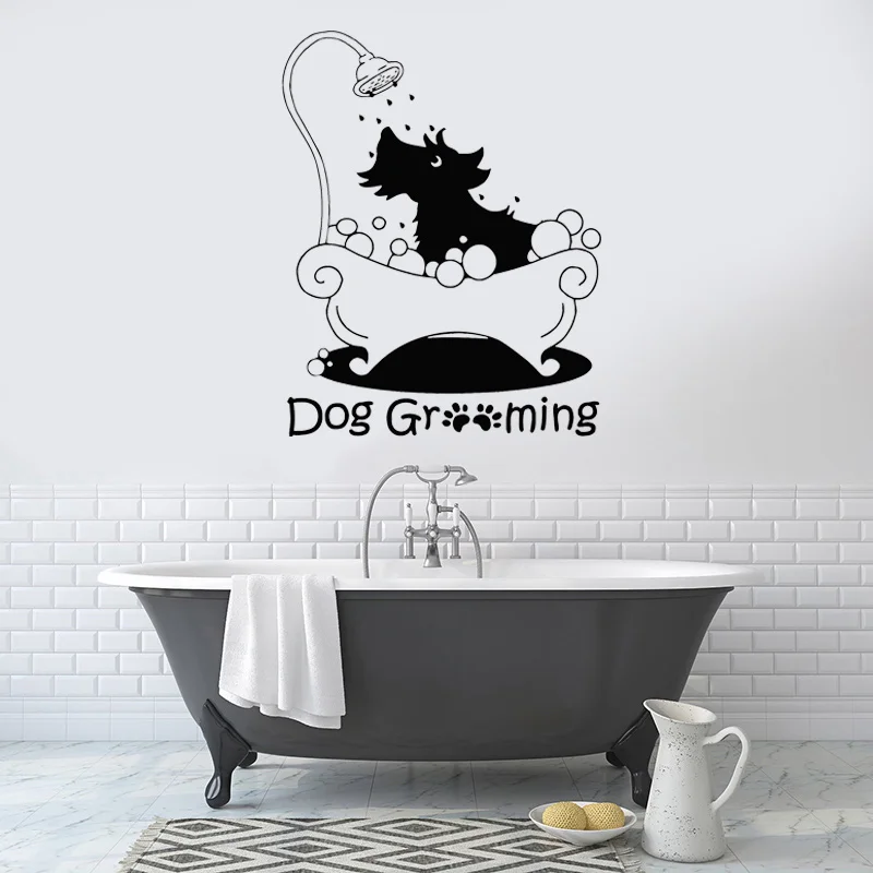 

Pet Grooming Salon Wall Sticker Vinyl Home Decor Pet Shop Dog Grooming Bathroom Window Decals Waterproof Customizable Z573